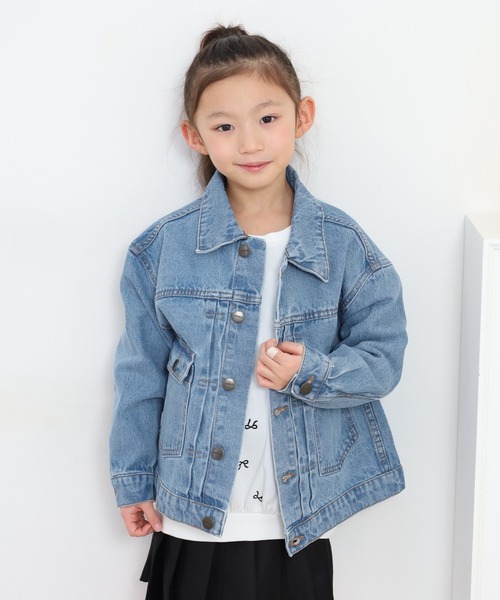 OMNES（オムネス）の「ビッグシルエット デニムジャケット KIDS（デニムジャケット・キッズ・キナリ/ライトインディゴブルー・100cm/120cm/140cm）」の5枚目の写真