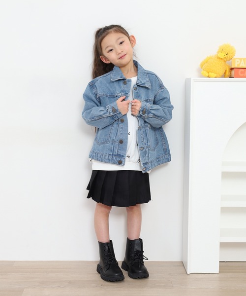 OMNES（オムネス）の「ビッグシルエット デニムジャケット KIDS（デニムジャケット・キッズ・キナリ/ライトインディゴブルー・100cm/120cm/140cm）」の9枚目の写真