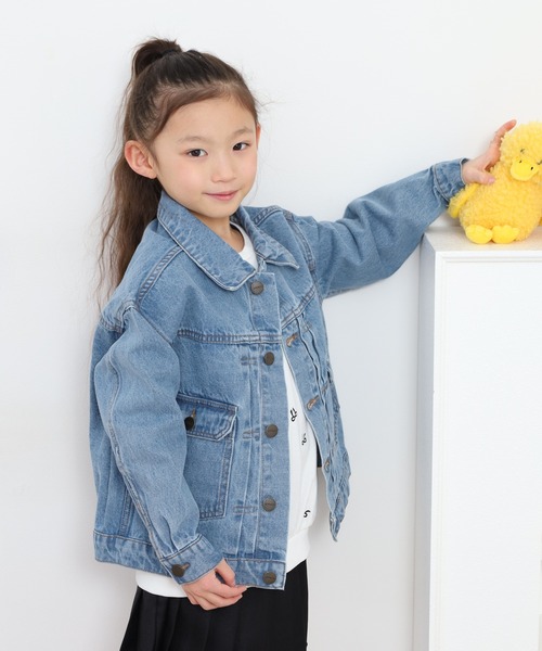 OMNES（オムネス）の「ビッグシルエット デニムジャケット KIDS（デニムジャケット・キッズ・キナリ/ライトインディゴブルー・100cm/120cm/140cm）」の6枚目の写真
