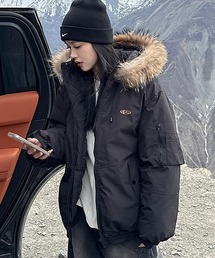 ダウンジャケット/コート（ブラック/黒色系・フェイクファー