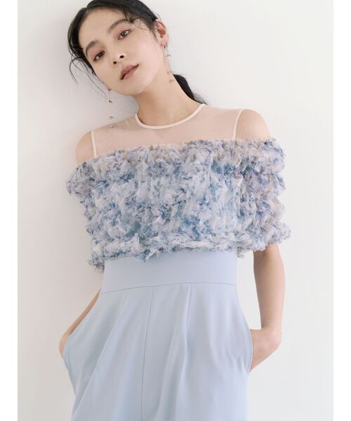 LAGUNAMOON(ラグナムーン)の「LADYチュールオフショルパンツドレス 結婚式 お呼ばれ(パンツドレス・レディース・グリーン/チャコールグレー/ブラック/ライトブルー・SMALL/MEDIUM)」の18枚目の写真