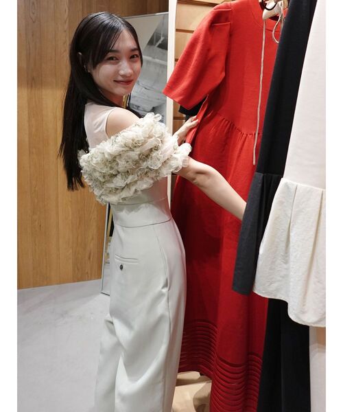 LAGUNAMOON(ラグナムーン)の「LADYチュールオフショルパンツドレス 結婚式 お呼ばれ(パンツドレス・レディース・グリーン/チャコールグレー/ブラック/ライトブルー・SMALL/MEDIUM)」の7枚目の写真