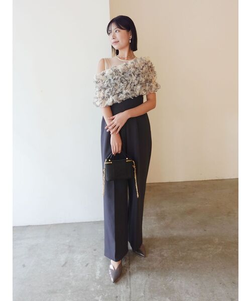 LAGUNAMOON(ラグナムーン)の「LADYチュールオフショルパンツドレス 結婚式 お呼ばれ(パンツドレス・レディース・グリーン/チャコールグレー/ブラック/ライトブルー・SMALL/MEDIUM)」の10枚目の写真