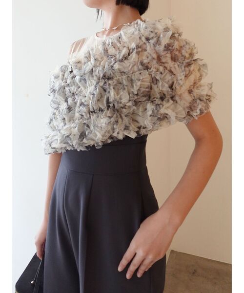 LAGUNAMOON(ラグナムーン)の「LADYチュールオフショルパンツドレス 結婚式 お呼ばれ(パンツドレス・レディース・グリーン/チャコールグレー/ブラック/ライトブルー・SMALL/MEDIUM)」の11枚目の写真