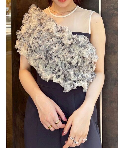 LAGUNAMOON(ラグナムーン)の「LADYチュールオフショルパンツドレス 結婚式 お呼ばれ(パンツドレス・レディース・グリーン/チャコールグレー/ブラック/ライトブルー・SMALL/MEDIUM)」の14枚目の写真