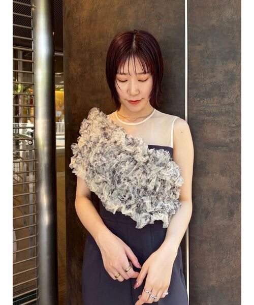 LAGUNAMOON(ラグナムーン)の「LADYチュールオフショルパンツドレス 結婚式 お呼ばれ(パンツドレス・レディース・グリーン/チャコールグレー/ブラック/ライトブルー・SMALL/MEDIUM)」の15枚目の写真