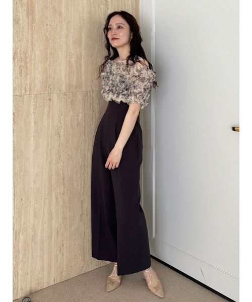 LAGUNAMOON(ラグナムーン)の「LADYチュールオフショルパンツドレス 結婚式 お呼ばれ(パンツドレス・レディース・グリーン/チャコールグレー/ブラック/ライトブルー・SMALL/MEDIUM)」の5枚目の写真