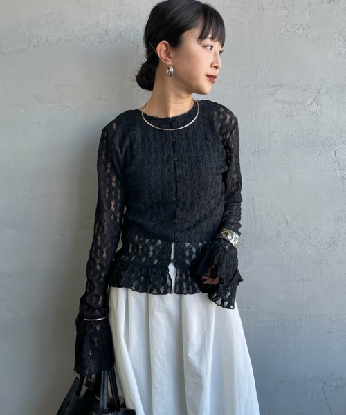 JEANS FACTORY （ジーンズファクトリー）の「[nenom/ネノム] マルチWAY レース ペプラム カーディガン（カーディガン/ボレロ・レディース・ブラウン/ブラック/オフホワイト・F）」の10枚目の写真