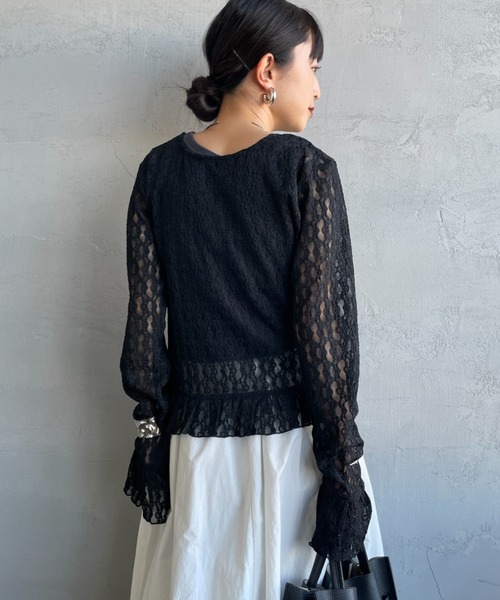 JEANS FACTORY （ジーンズファクトリー）の「[nenom/ネノム] マルチWAY レース ペプラム カーディガン（カーディガン/ボレロ・レディース・ブラウン/ブラック/オフホワイト・F）」の12枚目の写真