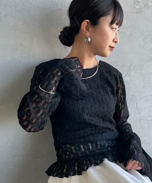 JEANS FACTORY （ジーンズファクトリー）の「[nenom/ネノム] マルチWAY レース ペプラム カーディガン（カーディガン/ボレロ・レディース・ブラウン/ブラック/オフホワイト・F）」の8枚目の写真