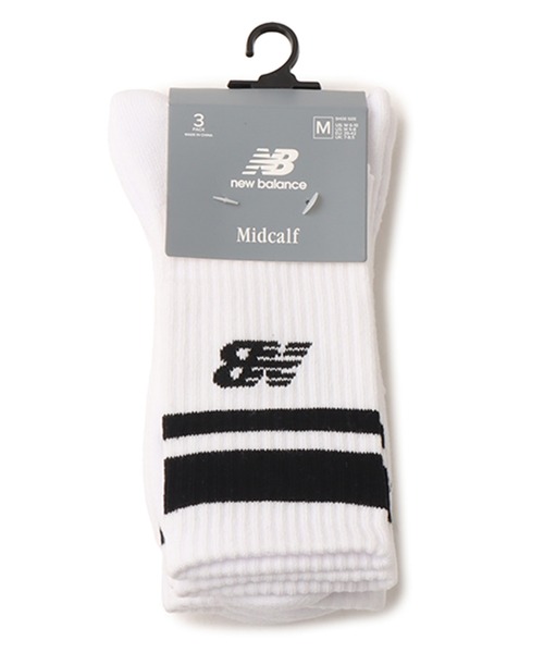 NEW BALANCE（ニューバランス）の「New Balance Everyday Stripe Mid Carf Socks 3 Pack / ニューバランス エブリディミッドカーフ3パック（ソックス/靴下・レディース・ホワイト・S/L/M）」の2枚目の写真