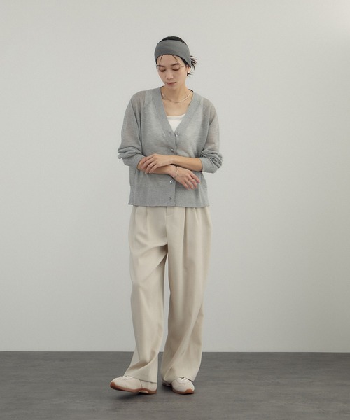 SALON adam et rope'（サロン アダム エ ロペ）の「ブライトラメVネックシアーカーディガン / UV対策・冷房対策（カーディガン/ボレロ・レディース・グレー/ブラウン系その他2/ブラック・FREE）」の7枚目の写真