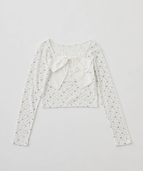 OLIVE des OLIVE(オリーブデオリーブ)の「Bloom Ribbon TOPS(Tシャツ/カットソー・レディース・ピンク/トップグレー/オフホワイト/ブラック/サックスブルー・FREE)」の12枚目の写真