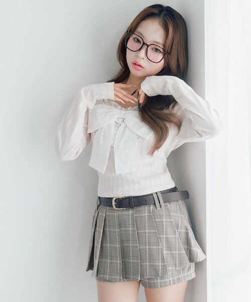 OLIVE des OLIVE(オリーブデオリーブ)の「Bloom Ribbon TOPS(Tシャツ/カットソー・レディース・ピンク/トップグレー/オフホワイト/ブラック/サックスブルー・FREE)」の13枚目の写真