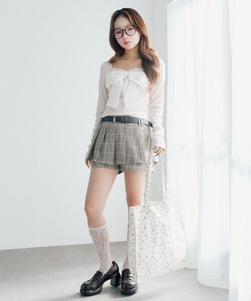 OLIVE des OLIVE(オリーブデオリーブ)の「Bloom Ribbon TOPS(Tシャツ/カットソー・レディース・ピンク/トップグレー/オフホワイト/ブラック/サックスブルー・FREE)」の19枚目の写真