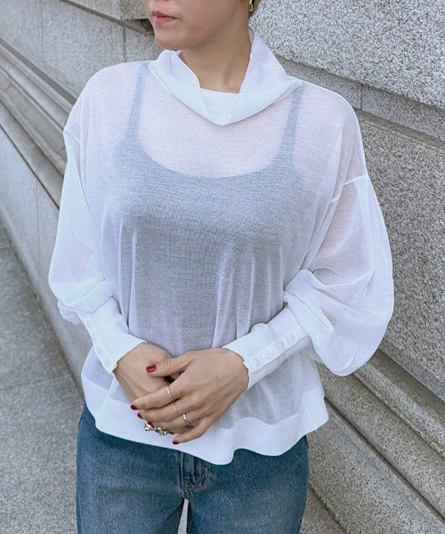 JENNE（ジェンヌ）の「シアータートルトップス（Tシャツ/カットソー・レディース・ホワイト/ブラック・SMALL/MEDIUM/LARGE）」の2枚目の写真