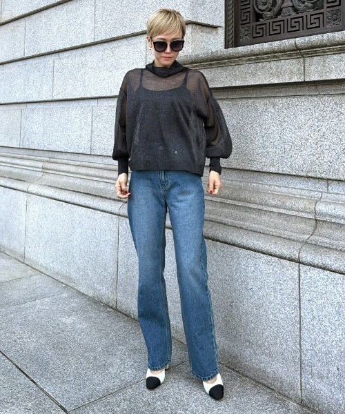 JENNE（ジェンヌ）の「シアータートルトップス（Tシャツ/カットソー・レディース・ホワイト/ブラック・SMALL/MEDIUM/LARGE）」の3枚目の写真