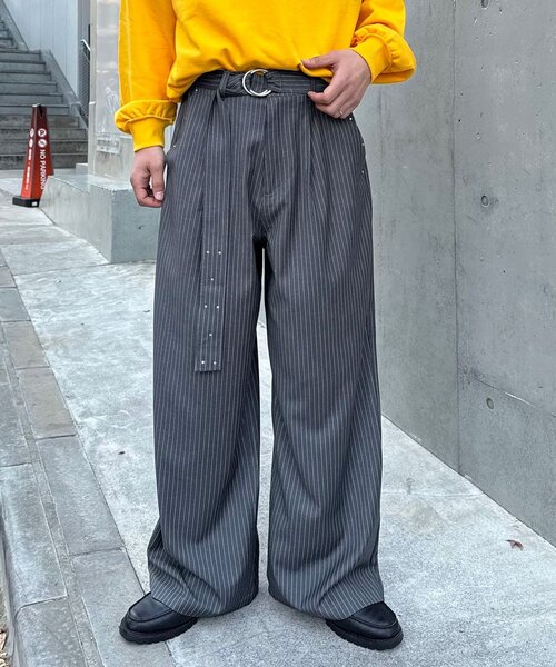 CIAOPANIC(チャオパニック)の「ベルト付きピンストライプスタッズワイドスラックス(その他パンツ・メンズ・ネイビー/グレー/ブラック・MEDIUM/LARGE)」の17枚目の写真