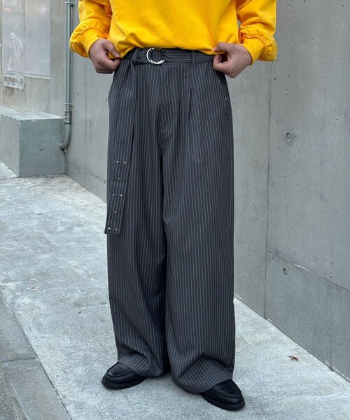 CIAOPANIC(チャオパニック)の「ベルト付きピンストライプスタッズワイドスラックス(その他パンツ・メンズ・ネイビー/グレー/ブラック・MEDIUM/LARGE)」の18枚目の写真