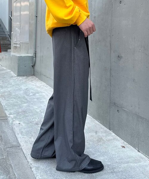 CIAOPANIC(チャオパニック)の「ベルト付きピンストライプスタッズワイドスラックス(その他パンツ・メンズ・ネイビー/グレー/ブラック・MEDIUM/LARGE)」の19枚目の写真