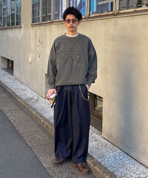 CIAOPANIC(チャオパニック)の「ベルト付きピンストライプスタッズワイドスラックス(その他パンツ・メンズ・ネイビー/グレー/ブラック・MEDIUM/LARGE)」の7枚目の写真