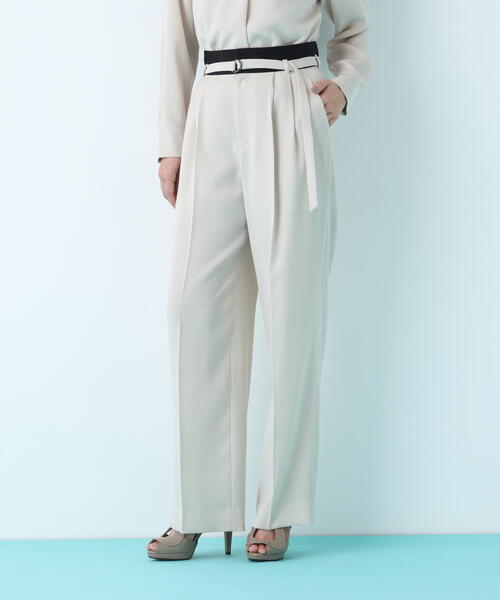 PINKY&DIANNE（ピンキーアンドダイアン）の「◆ダブルサテンタックワイドパンツ（その他パンツ・レディース・ベージュ/ブラック・38/36）」の2枚目の写真