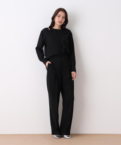 PINKY&DIANNE（ピンキーアンドダイアン）の「◆ダブルサテンタックワイドパンツ（その他パンツ・レディース・ベージュ/ブラック・38/36）」の7枚目の写真