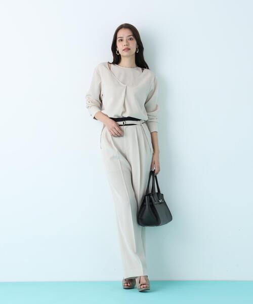 PINKY&DIANNE（ピンキーアンドダイアン）の「◆ダブルサテンタックワイドパンツ（その他パンツ・レディース・ベージュ/ブラック・38/36）」の12枚目の写真