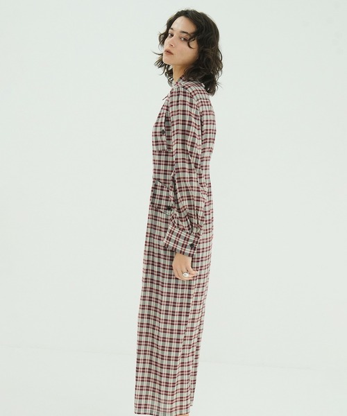CLANE（クラネ）の「UP POCKET CHECK SHIRT ONEPIECE（シャツワンピース・レディース・ブラック・1/0/2）」の10枚目の写真