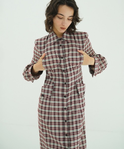 CLANE（クラネ）の「UP POCKET CHECK SHIRT ONEPIECE（シャツワンピース・レディース・ブラック・1/0/2）」の13枚目の写真