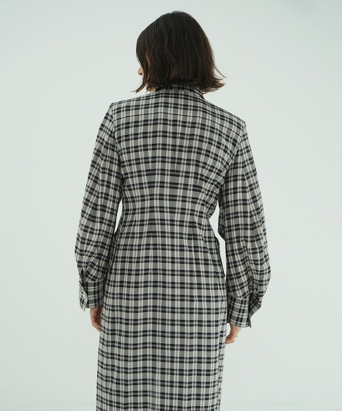 CLANE（クラネ）の「UP POCKET CHECK SHIRT ONEPIECE（シャツワンピース・レディース・ブラック・1/0/2）」の7枚目の写真