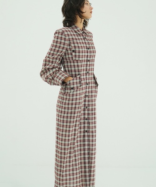 CLANE（クラネ）の「UP POCKET CHECK SHIRT ONEPIECE（シャツワンピース・レディース・ブラック・1/0/2）」の9枚目の写真