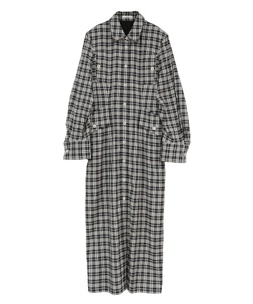 CLANE（クラネ）の「UP POCKET CHECK SHIRT ONEPIECE（シャツワンピース・レディース・ブラック・1/0/2）」の14枚目の写真