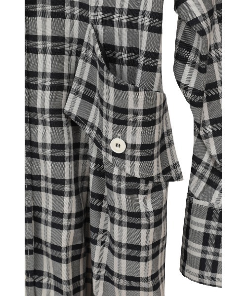 CLANE（クラネ）の「UP POCKET CHECK SHIRT ONEPIECE（シャツワンピース・レディース・ブラック・1/0/2）」の20枚目の写真