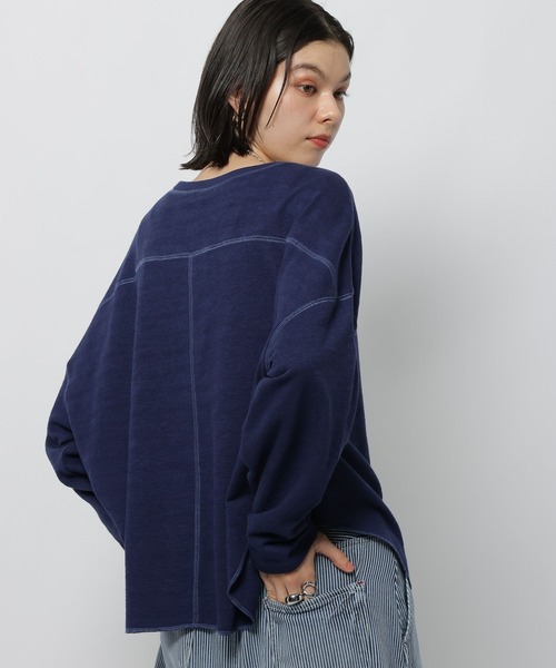 niko and...(ニコアンド)の「ミニパイルラウンドプルオーバー(Tシャツ/カットソー・レディース・レッド/グレー/オフホワイト/ネイビー・MEDIUM/LARGE)」の1枚目の写真