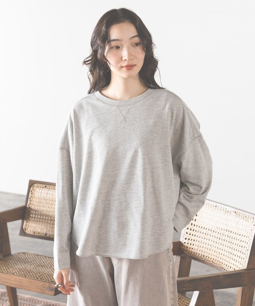 niko and...(ニコアンド)の「ミニパイルラウンドプルオーバー(Tシャツ/カットソー・レディース・レッド/グレー/オフホワイト/ネイビー・MEDIUM/LARGE)」の3枚目の写真