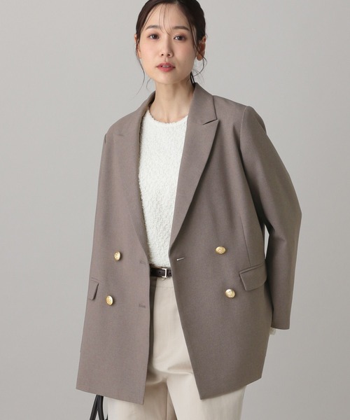 GLOBAL WORK（グローバルワーク）の「MATINEE LINE/ライトミックス/ワイドジャケット/624979（テーラードジャケット・レディース・モカ/ダークブルー/ライトグレー・LARGE/SMALL/MEDIUM）」の3枚目の写真