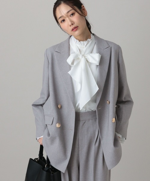 GLOBAL WORK（グローバルワーク）の「MATINEE LINE/ライトミックス/ワイドジャケット/624979（テーラードジャケット・レディース・モカ/ダークブルー/ライトグレー・LARGE/SMALL/MEDIUM）」の6枚目の写真