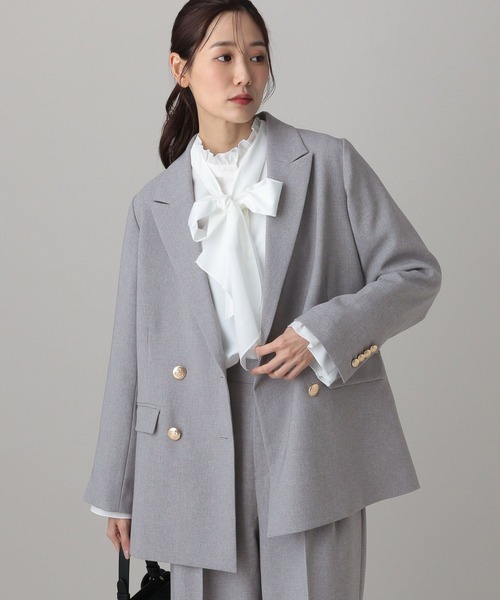 GLOBAL WORK（グローバルワーク）の「MATINEE LINE/ライトミックス/ワイドジャケット/624979（テーラードジャケット・レディース・モカ/ダークブルー/ライトグレー・LARGE/SMALL/MEDIUM）」の7枚目の写真