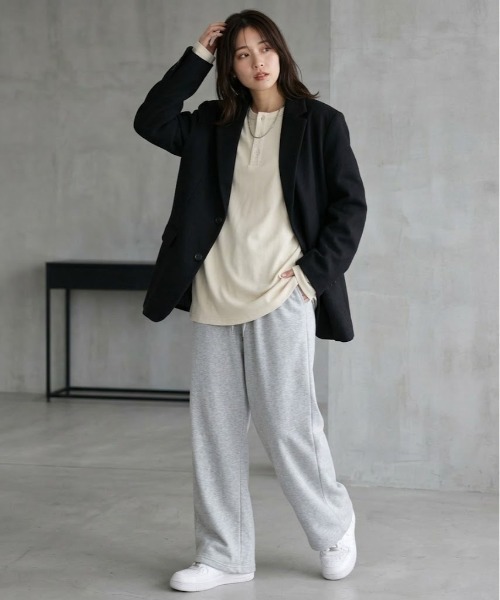 SHEPP(シープ)の「【26年春夏新作】起毛プルオーバーヘンリーネックロンT(Tシャツ/カットソー・メンズ・チャコール/アイボリー/ブラック/ホワイト・L/M)」の2枚目の写真