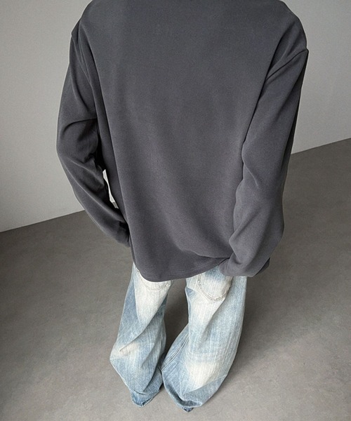 SHEPP(シープ)の「【26年春夏新作】起毛プルオーバーヘンリーネックロンT(Tシャツ/カットソー・メンズ・チャコール/アイボリー/ブラック/ホワイト・L/M)」の16枚目の写真