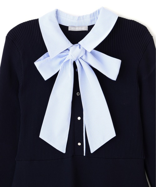 JILL by JILL STUART（ジルバイジルスチュアート）の「シャツ襟ドッキングニットワンピース（ワンピース・レディース・ネイビー/グレー系その他/ブラック・FREE）」の12枚目の写真