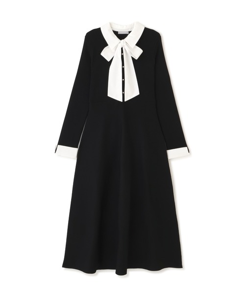 JILL by JILL STUART（ジルバイジルスチュアート）の「シャツ襟ドッキングニットワンピース（ワンピース・レディース・ネイビー/グレー系その他/ブラック・FREE）」の6枚目の写真