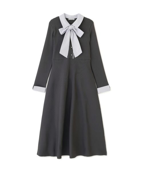 JILL by JILL STUART（ジルバイジルスチュアート）の「シャツ襟ドッキングニットワンピース（ワンピース・レディース・ネイビー/グレー系その他/ブラック・FREE）」の8枚目の写真