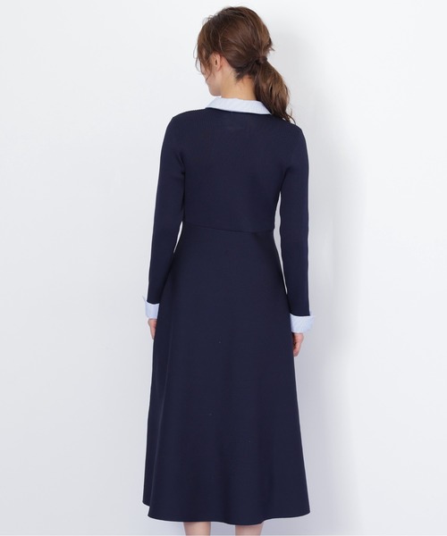 JILL by JILL STUART（ジルバイジルスチュアート）の「シャツ襟ドッキングニットワンピース（ワンピース・レディース・ネイビー/グレー系その他/ブラック・FREE）」の5枚目の写真
