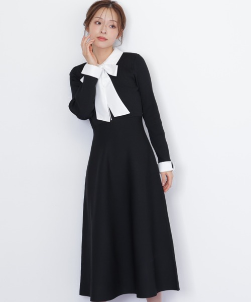 JILL by JILL STUART（ジルバイジルスチュアート）の「シャツ襟ドッキングニットワンピース（ワンピース・レディース・ネイビー/グレー系その他/ブラック・FREE）」の19枚目の写真