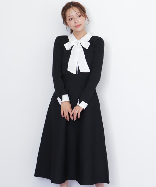 JILL by JILL STUART（ジルバイジルスチュアート）の「シャツ襟ドッキングニットワンピース（ワンピース・レディース・ネイビー/グレー系その他/ブラック・FREE）」の20枚目の写真