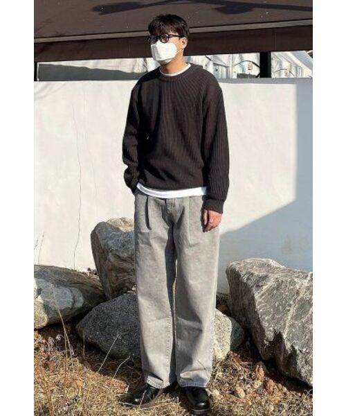 ERRORS EXCEPTED(エラーズエクスペクティド)の「WT033 プリーツテーパードデニムパンツ (グレー)(デニムパンツ・メンズ・その他・M/S/L/XS)」の4枚目の写真