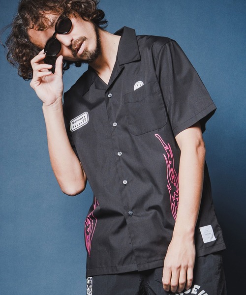 seventy seven(セブンティセブン)の「mhs2492-open collar S-S shirt (26S) 半袖シャツ(7726S330)(シャツ/ブラウス・メンズ・ベージュ/ホワイト/ブラック・XL/L/M/S)」の2枚目の写真