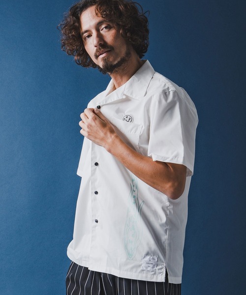 seventy seven(セブンティセブン)の「mhs2492-open collar S-S shirt (26S) 半袖シャツ(7726S330)(シャツ/ブラウス・メンズ・ベージュ/ホワイト/ブラック・XL/L/M/S)」の4枚目の写真